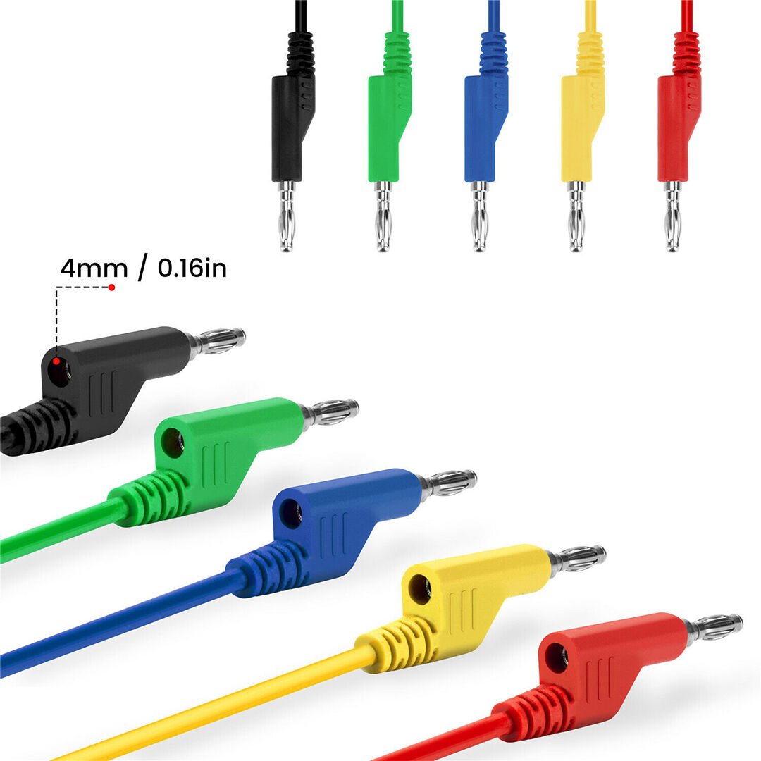 5 RENKLİ 1 METRE 1000V - 19A MULTIMETRE TEST UÇLARI KABLO KİTİ (4944)