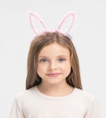 Led Işıklı Peluş Pofuduk Tavşan Kulak Tavşan Taç Pembe 17X23 cm (4944)