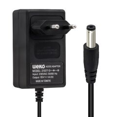 15 VOLT - 1 AMPER - 15 WATT 5.5*2.5 UÇLU YERLİ ÜRETİM PRİZ TİPİ ADAPTÖR (4944)