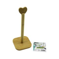 KARE ALTLIK=12X12CM  AHŞAP BAMBU KAĞIT HAVLULUK KALP BAŞLI SAP=28.5CM (4944)