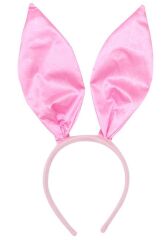 Pembe Renk Saten Kaplama Şekil Verilebilir Tavşan Kulak Taç 35x11 cm (4944)