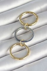 Pirinç Gold Renk Zirkon Taşlı 3'Lü Kadın Yüzük - TJ-BYK3791