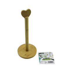 YUVARLAK ALTLIK - ÇAP=12CM  AHŞAP BAMBU KAĞIT HAVLULUK KALP BAŞLI SAP=28.5CM (4944)