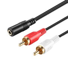 3.5 MM STEREO DİŞİ / 2 RCA ERKEK 1.5 METRE GOLD KABLO ELEKTROMER (4944)