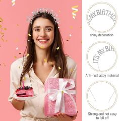 Kristal Taşlı Gümüş Renk İt&apos;s My Birthday Yazılı Doğum Günü Parti Tacı 14x16 cm (4944)