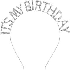 Kristal Taşlı Gümüş Renk İt&apos;s My Birthday Yazılı Doğum Günü Parti Tacı 14x16 cm (4944)