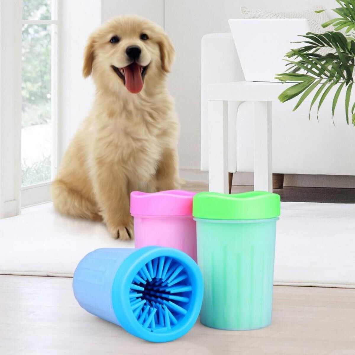 Silikon Jel Fırçalı Kedi Köpek Pati Ayak Temizleme Kovası Büyük (4944)