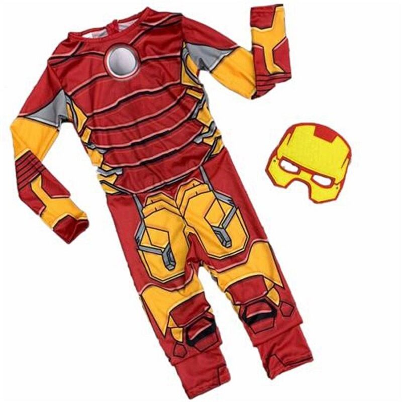Maskeli Çocuk Demir Adam Kostümü - Çocuk İron Man Kostümü 5-6 Yaş
