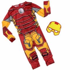 Maskeli Çocuk Demir Adam Kostümü - Çocuk İron Man Kostümü 5-6 Yaş