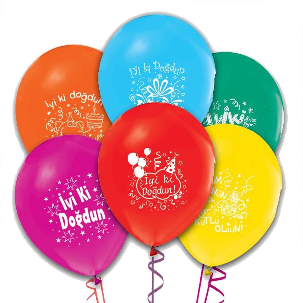 12 Inc 100 Adet İyiki Doğdun Yazılı Balon