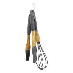 3 PCS SİLİKON ÇIRPICI - FIRÇA - SPATULA SETİ AHŞAP BAMBU SAP - SİLİKON KILIFLI (4944)