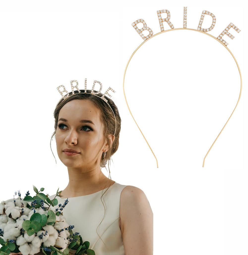 Altın Gold Renk Bekarlığa Veda Kristal Taş Bride Tacı İthal 16x10 cm (4944)