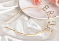 Altın Gold Renk Bekarlığa Veda Kristal Taş Bride Tacı İthal 16x10 cm (4944)