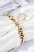 316L Çelik Halat Zincir Model Gold Renk Kadın Bileklik - TJ-BB7830