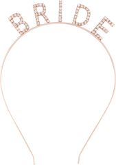 Rose Gold Renk Bekarlığa Veda Kristal Taş Bride Tacı İthal 16x10 cm (4944)