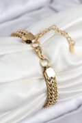 316L Çelik Örme Zincir Model Gold Renk Kadın Bileklik - TJ-BB7831