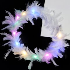 Led Işıklı Rengarenk Yanan 3 Fonksiyonlu Otrişli Parti Tacı Beyaz Renk 12x12 cm (4944)