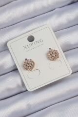 Xuping Rose Renk Zirkon Taş Kaplama Oval Küpe - TJ-BKP9409