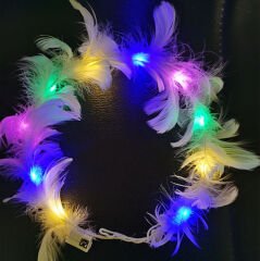 Led Işıklı Rengarenk Yanan 3 Fonksiyonlu Otrişli Parti Tacı Renkli 12x12 cm (4944)