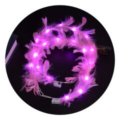 Led Işıklı Rengarenk Yanan 3 Fonksiyonlu Otrişli Parti Tacı Pembe Renk 12x12 cm (4944)