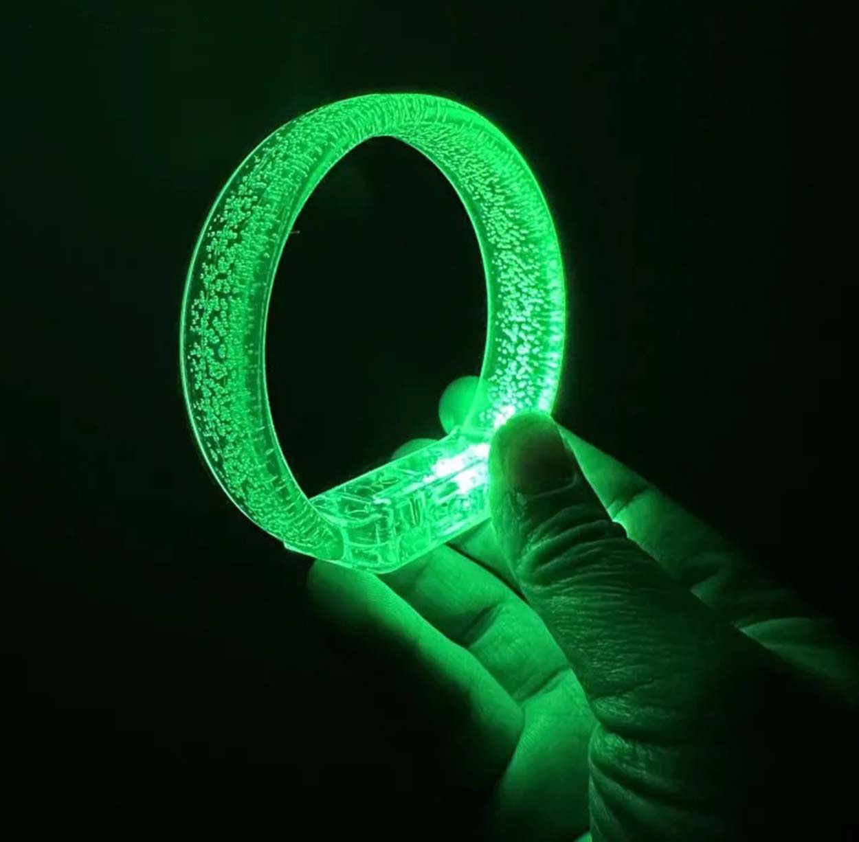 Yeşil Led Işıklı Baskı Yapılabilen Pilli Bileklik Bilezik 1,5 cm Genişlik