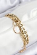 316L Çelik Çoklu Görünüm Geçmeli Halka Model Gold Renk Kadın Bileklik - TJ-BB7836