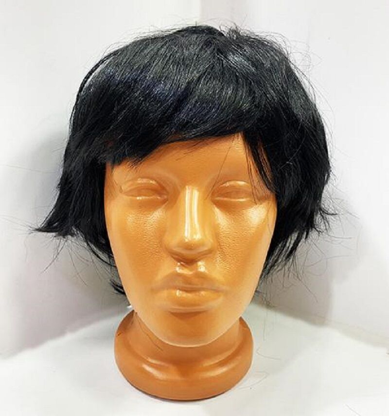 Kısa Model Düz Kesim İçi Astarlı Erkek Peruğu Siyah Renk