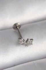 316L Çelik Gümüş Renk Zirkon Taşlı Yıldız Model Tragus Piercing - TJ-PR1353