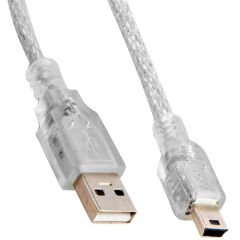 S-LINK SL-UK55 USB 2.0 5 METRE ŞEFFAF USB AM MİNİ 5 PİN KABLO (4944)