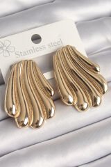 Pirinç Gold Renk İşlemeli İstirdye Model Kadın Küpe - TJ-BKP10262