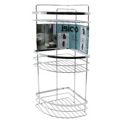 LAMALI   3 KATLI - ÜÇGEN   KROM   METAL  BANYO KÖŞELİK - DUŞKABİN RAF (4944)