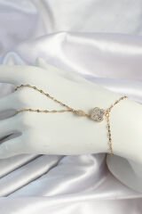316L Çelik Gold Renk Zincirli Yonca Figürlü Zirkon Taşlı Şahmeran - TJ-SN652