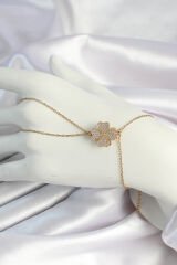 316L Çelik Gold Renk Zincirli Dönen Yonca Figürlü Şahmeran - TJ-SN653