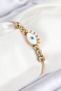 316L Çelik Göz Charm Model Gold Renk Kadın Bileklik - TJ-BB7844