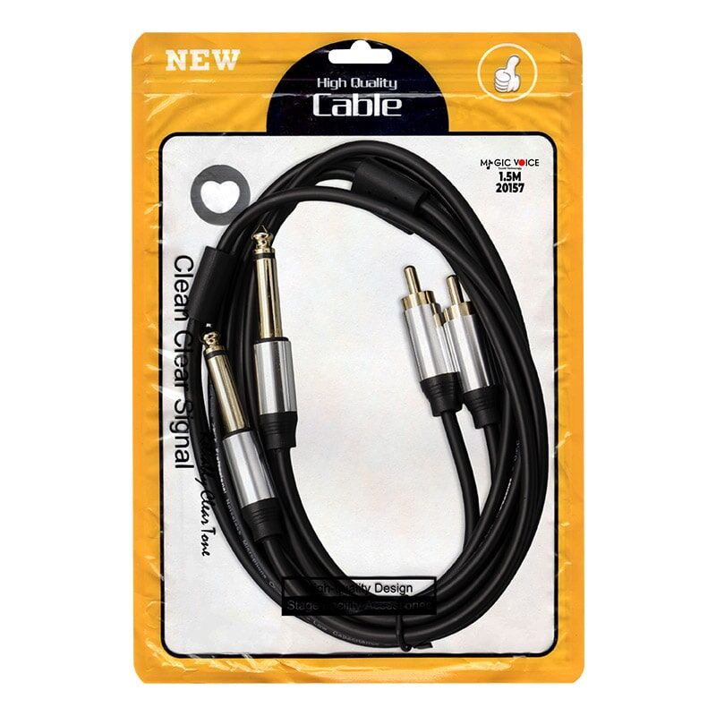 LD398 2X 6.3MM MONO ERKEK + 2X RCA ERKEK 1.5 METRE KABLO (4944)