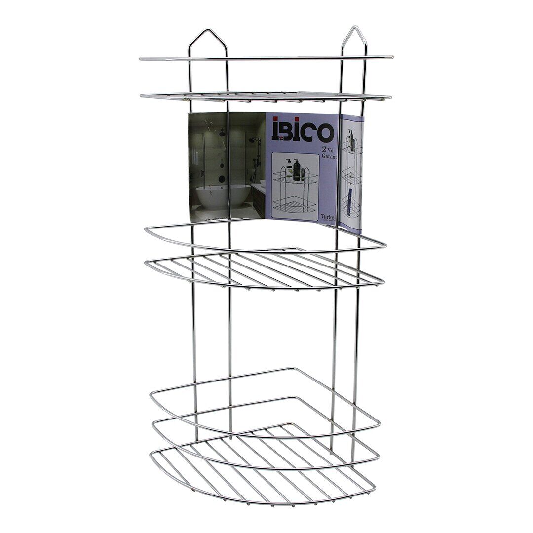 3 KATLI - ÜÇGEN   KROM   METAL  BANYO KÖŞELİK - DUŞKABİN RAF (4944)