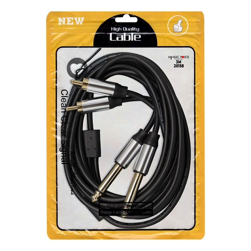LD398 2X 6.3MM MONO ERKEK + 2X RCA ERKEK 3 METRE KABLO (4944)