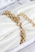 316L Çelik Örme Zincir Model Gold Renk Kadın Bileklik - TJ-BB7848
