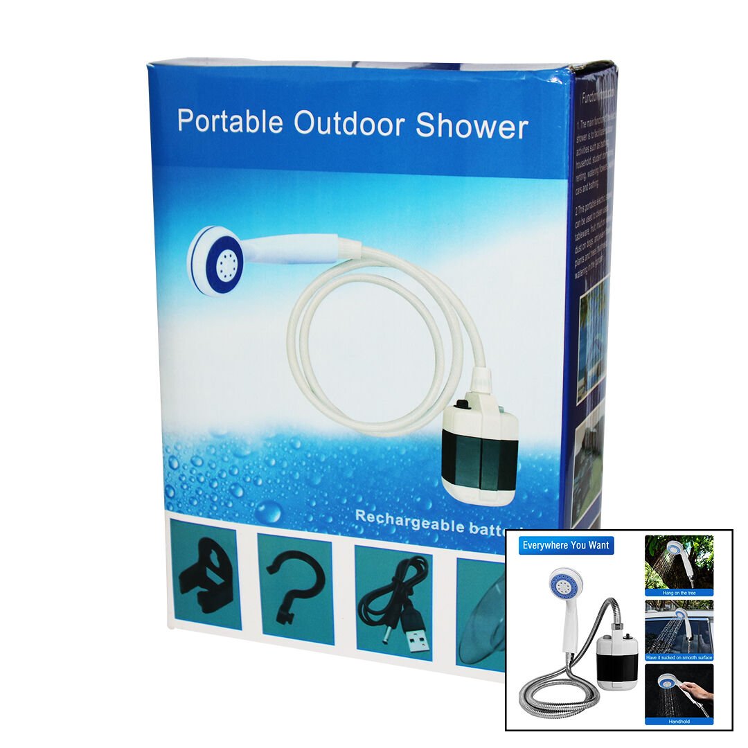 PORTABLE OUTDOOR SHOWER SU-PMP ŞARJLI TAŞİNABİLİR - SEYYAR DUŞ SETİ POMPA - HORTUM - D.BAŞLIK (4944)