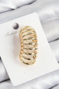 Pirinç Yay Model Gold Renk Sağ Kıkırdak Küpe - TJ-BKP10994