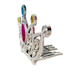 Gümüş Renk Taraklı Model Prenses Kraliçe Tacı 2 No 12x7 cm (4944)