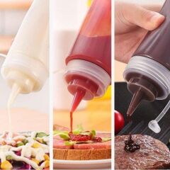 Şeffaf Kapaklı Sızdırmaz Yağlık Sosluk Şişesi Plastik Yağdanlık 400 ml. AP-9028 (4944)
