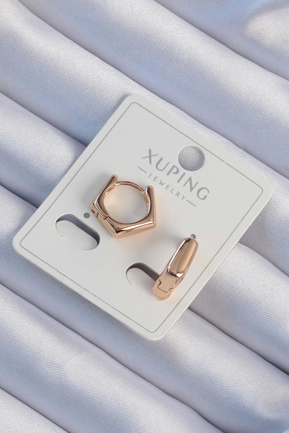 Xuping Rose Renk Köşeli Geometrik Küpe - TJ-BKP9467