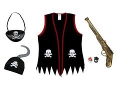 Korsan Seti Korsan Yelek Kanca Göz Bandı Yüzük ve Tabanca Seti 4-7 Yaş