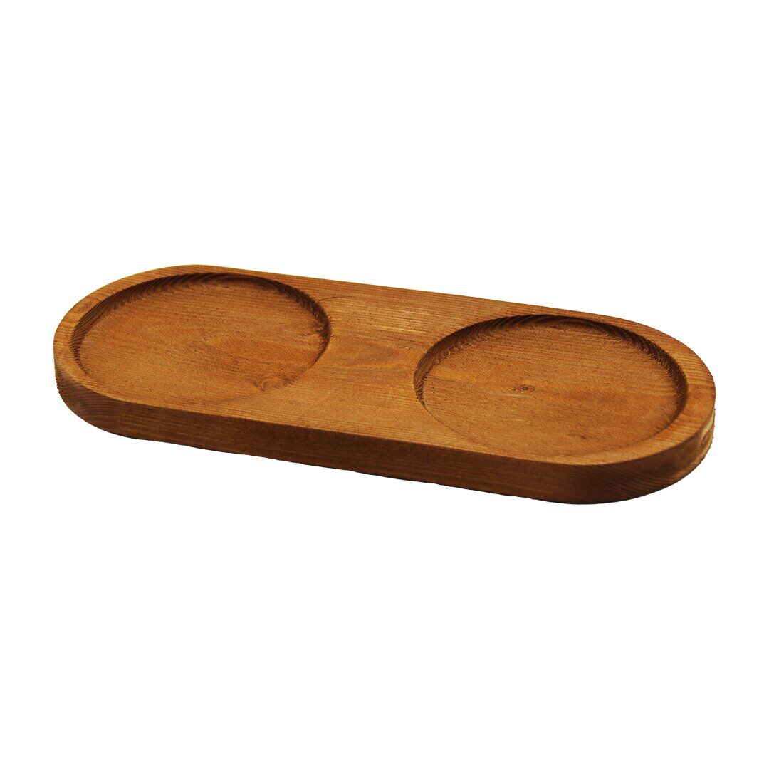 2 BÖLMELİ - OVAL   KOYU RENK=KAHVERENGİ  AHŞAP YAĞDANLIK ALTLIK  27X12.5CM (4944)