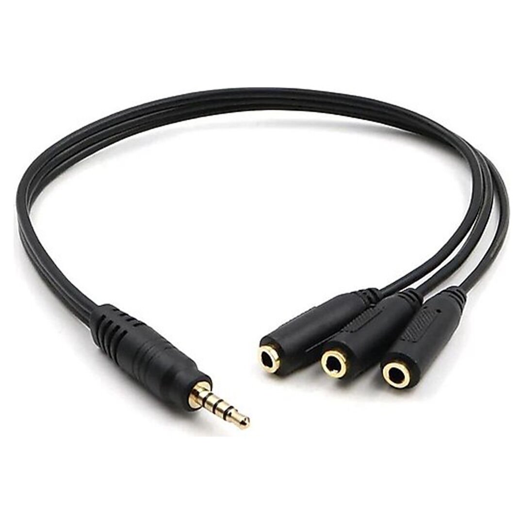 KULAKLIK ÇOKLAYICI 3.5 MM ERKEK X 1 / 3 STEREO DİŞİ X 3  - 30 CM Y KABLO (4944)