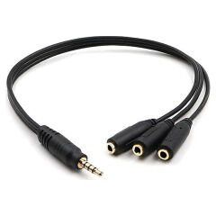 KULAKLIK ÇOKLAYICI 3.5 MM ERKEK X 1 / 3 STEREO DİŞİ X 3  - 30 CM Y KABLO (4944)