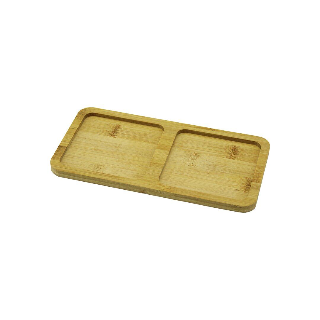 2 BÖLMELİ   DİKDÖRTGEN  AHŞAP BAMBU YAĞDANLIK ALTLIK  MİNİ TEPSİ   20X10X0.8CM (4944)