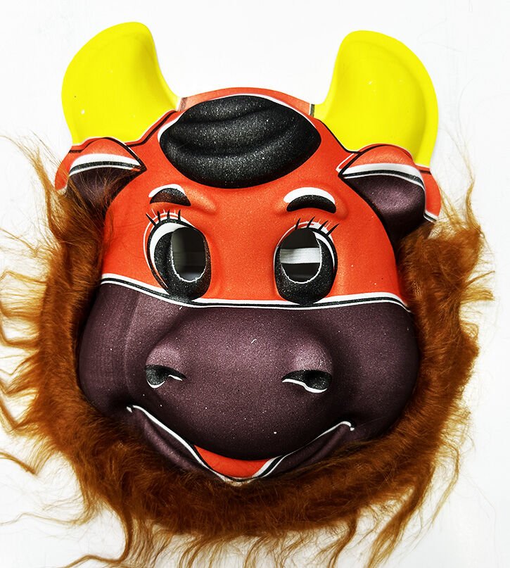 İnek Maskesi - Sarı Kulaklı Sevimli İnek Maskesi Yetişkin Çocuk Uyumlu Model 11