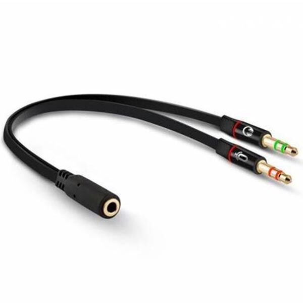 3.5MM STEREO DİŞİ X 2 STEREO ERKEK KULAKLIK MİKROFON HOPARLÖR AYIRICI 20 CM KABLO (4944)
